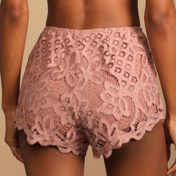 Free People Adella Blush Lace Shorts - Picture 4 of 6